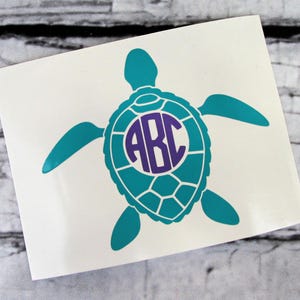 Vinyl Turtle Monogram Decal - Monogram Decal - Turtle Decal - Binder Decal - Folder Decal - Initials - Monogram Sticker - Custom Car Decal