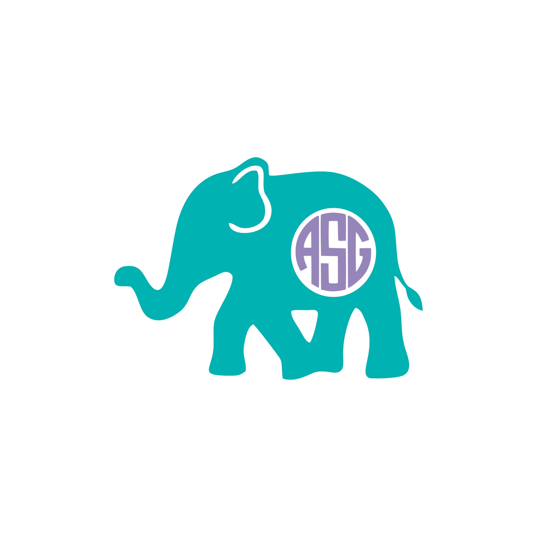 Vinyl Elephant Monogram Decal Monogram Decal Elephant Etsy