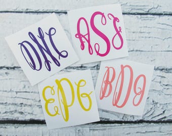 Vinyl Monogram Decal - Monogram Sticker - Locker Monogram Decal - Car Monogram Decal - Water Bottle Monogram - Binder Monogram Sticker