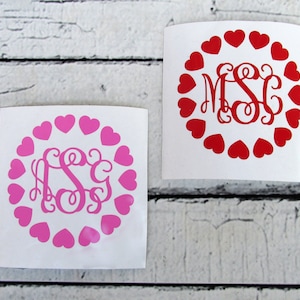 Vinyl Monogram Decal - Valentines Monogram Sticker - Monogram Car Decal - Monogram Tumbler Decal - Monogram Locker Decal - Initials Sticker