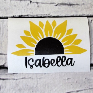 Flower Name Decal Sticker - Floral Name Decal - Flower Cup Decal - Custom Sunflower Name Decal - Name Decal for Tumbler - Decals for Gifts