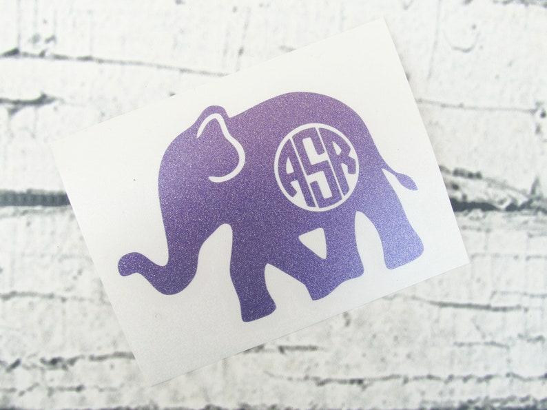 Vinyl Elephant Monogram Decal Monogram Decal Elephant Etsy