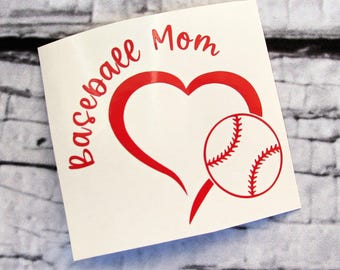 Baseball Mom Heart Decal - Baseball Heart Decal - Baseball Mom Sticker - Proud Baseball Mom - Custom Mom Decal - Baseball Heart Sticker