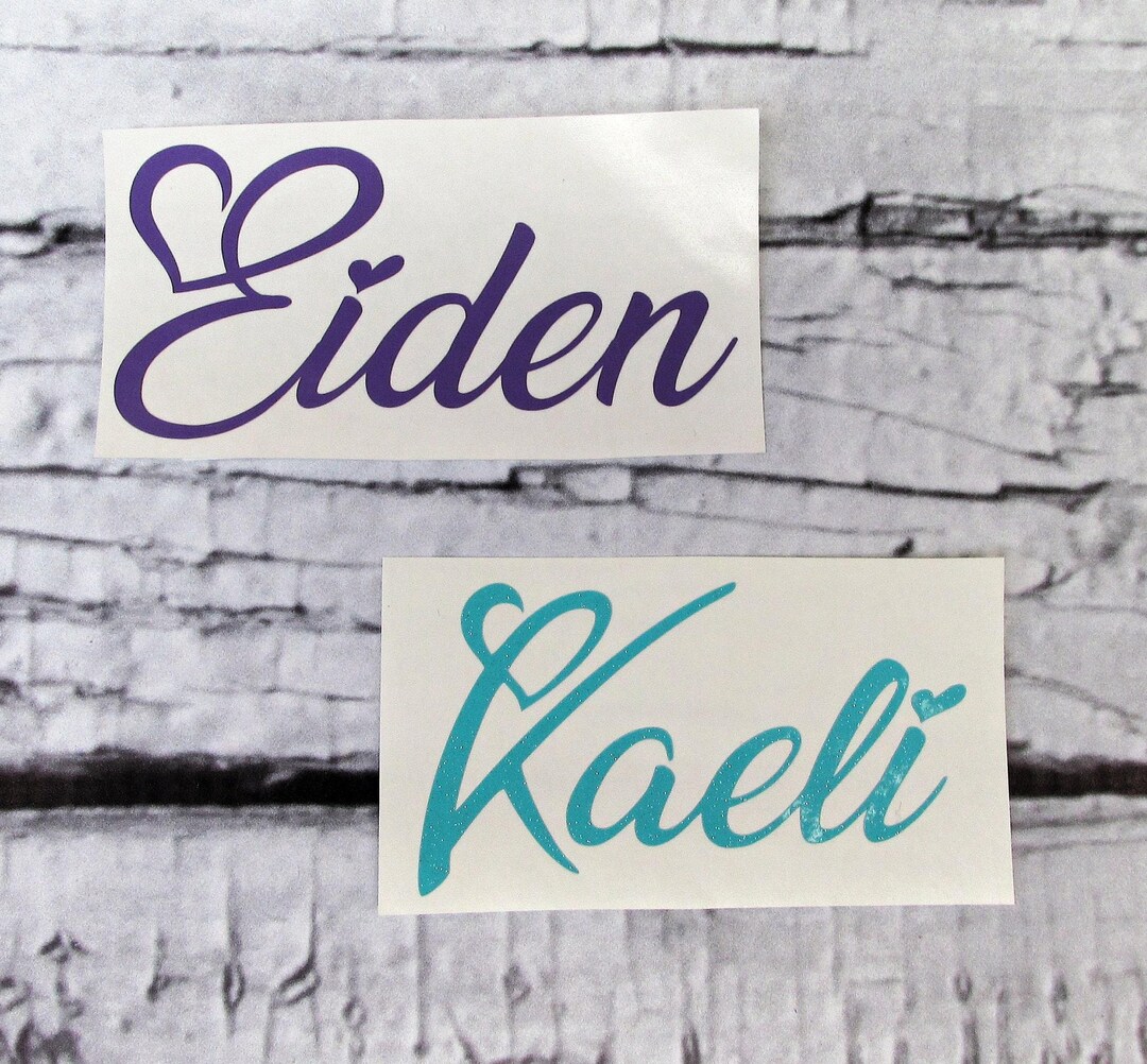 Custom Name Decal With Heart - Personalized Name Decal - Name Sticker ...