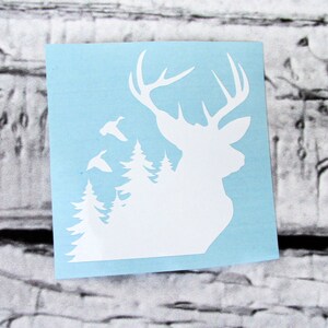 Deer Antler Decal For Truck - Wildlife Sticker - Outdoor Lover Gift - Deer Decal - Custom Hunter Sticker - Deer Shadow Decal - Truck Decal
