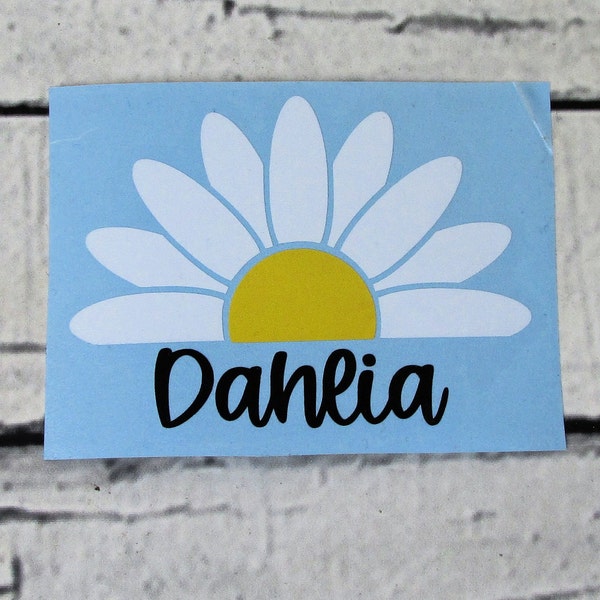 Floral Name Decal - Flower Name Decal Sticker - Flower Cup Decal - Custom Daisy Name Decal - Name Decal for Tumbler - Decals for Gifts