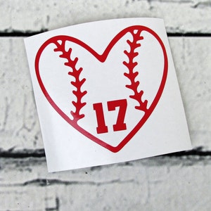 Heart Baseball Decal - Baseball Decal - Vinyl Decal - Baseball Sticker - Sports Baseball Decal - Personalized Sticker - Baseball Car Decal
