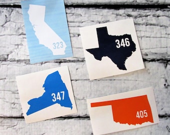 Custom Car Decal - Car State Decal - Car State Sticker - Custom State Car Decal - State Sticker - Car Decal - Car Sticker - Area Code State