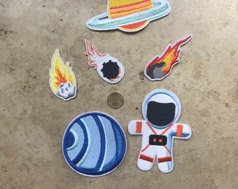 Iron on patch space planets astronauts comets