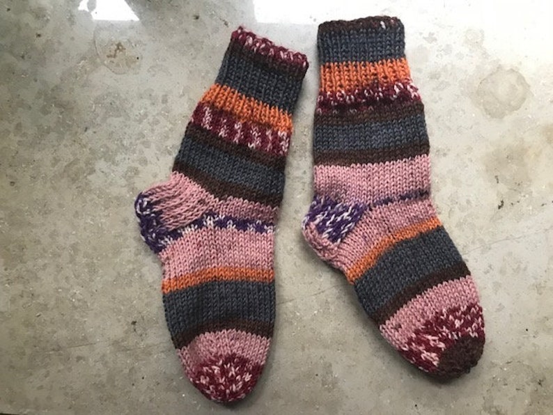 hand knitted socks baby children toddler 14 cm woolen socks orange pink grey