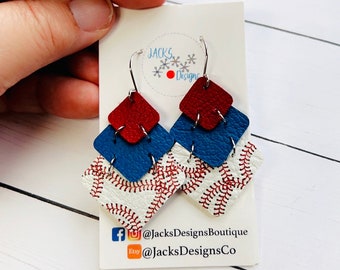 Baseball earrings, gift for baseball mom, sport earrings, little league, T-ball, dangle earrings, game day earrings, handmade, unique, fun