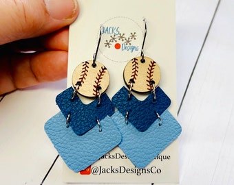 Baseball earrings, gift for baseball mom, sport earrings, little league, T-ball, dangle earrings, game day earrings, handmade, unique, fun