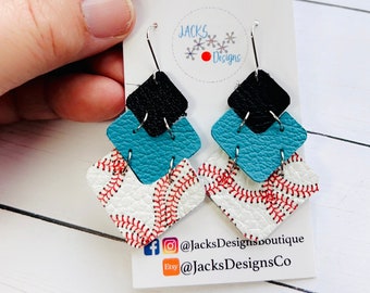 Baseball earrings, gift for baseball mom, sport earrings, little league, T-ball, dangle earrings, game day earrings, handmade, unique, fun