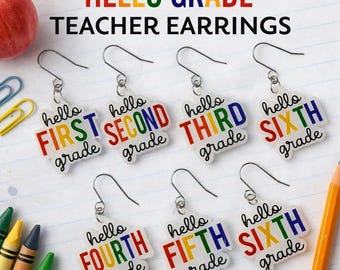 Teacher Earrings, First, Second, Third, Fourth, Fifth, Sixth, First Day of School, Graduation Gift