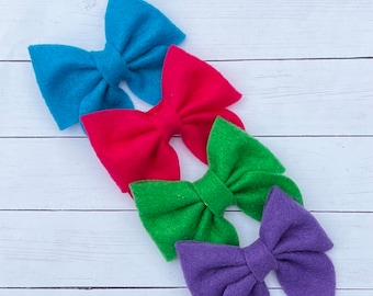 Handmade Felt Sailor Bow, Baby Toddler Hair Clip or Headband