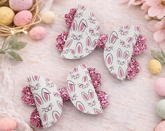 Handmade Easter Bunny Hair Clip, Gift for Girl, Basket Stuffer, Easter Hairbow