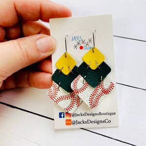 Baseball earrings, gift for baseball mom, sport earrings, little league, T-ball, dangle earrings, game day earrings, handmade, unique, fun
