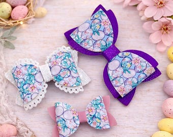 Easter Egg Hair Bow | Pastel Floral Spring Accessory for Girls