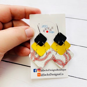 Baseball earrings, gift for baseball mom, sport earrings, little league, T-ball, dangle earrings, game day earrings, handmade, unique, fun