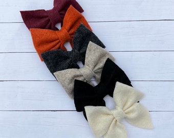 Felt Sailor Bow, Earth Tone Hair Clip, Baby Headband