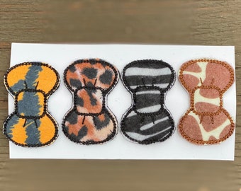 Animal Print Felt Snap Clip, Zoo Hair Bow
