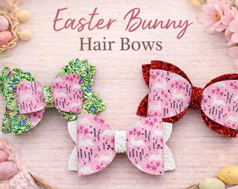 Easter Bunny Hair Bows | Glitter Spring Toddler Girl Accessory