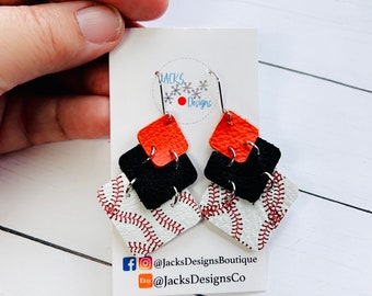 Baseball earrings, gift for baseball mom, sport earrings, little league, T-ball, dangle earrings, game day earrings, handmade, unique, fun