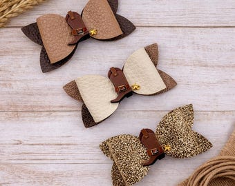 Western Cowboy Boot Hair Bow Set | Neutral Farm Style Bows | Toddler & Girls Hair Accessories