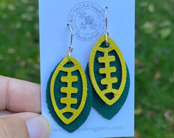Green Bay-voetbaloorbellen, geelgouden leer, NFL-fan