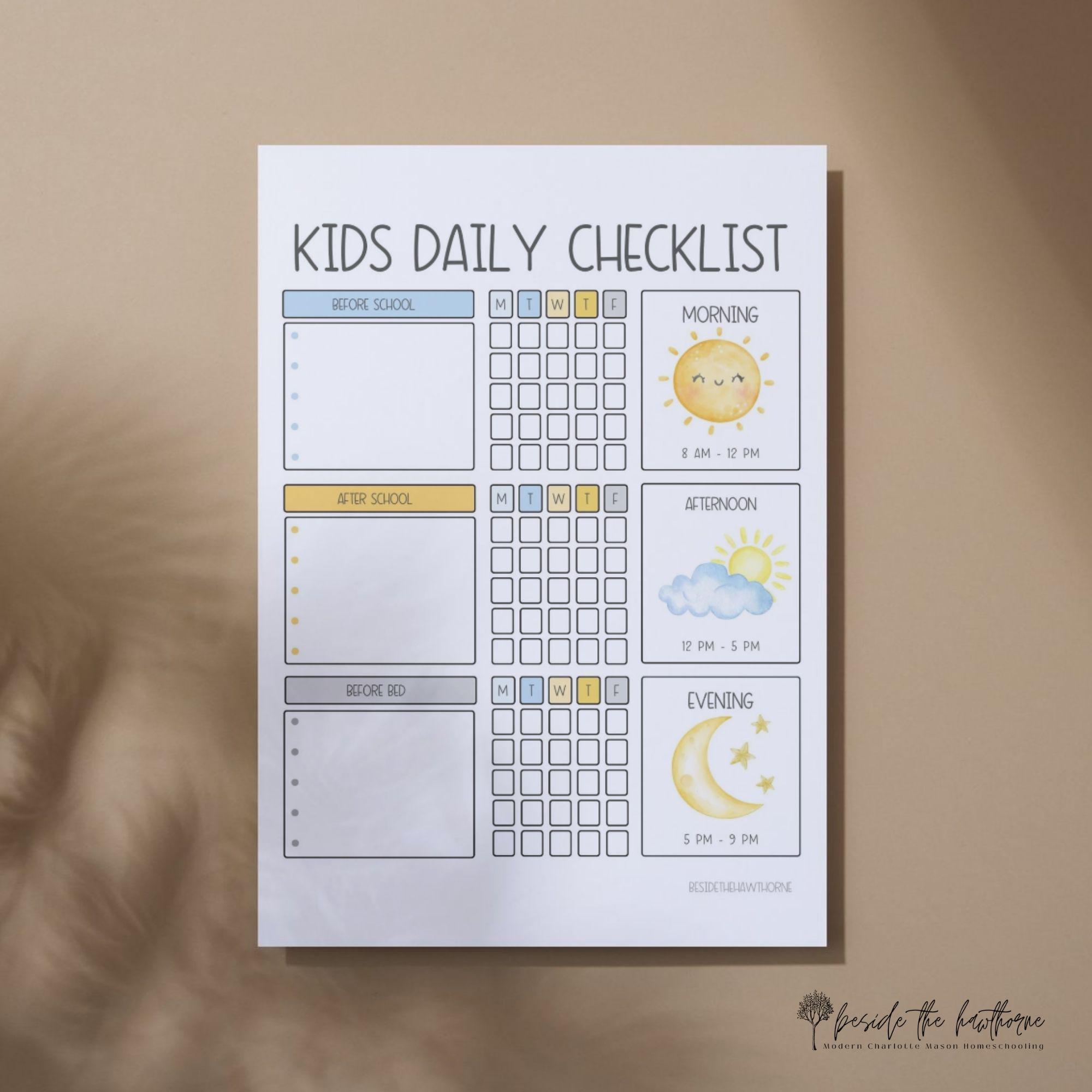 Printable Editable Kids Daily Routine Checklist, Customizable Chore ...