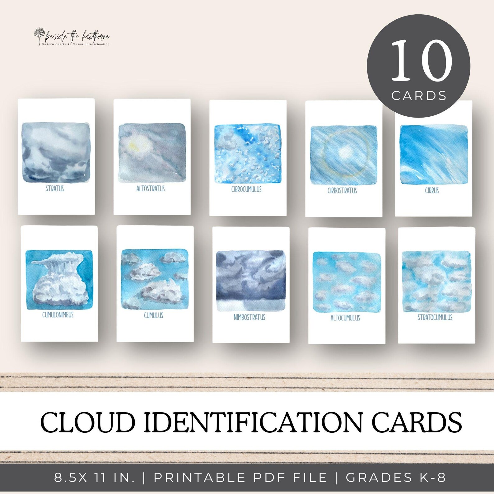 Cloud Identification Flashcards, Clouds Flash Cards, Science and Nature ...