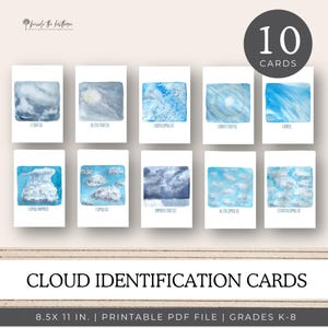 Cloud Identification Flashcards, Clouds Flash Cards, Science and Nature Study Printables, Weather, Homeschool Printables, Charlotte Mason