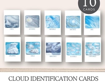 Cloud Identification Flashcards, Clouds Flash Cards, printables wetenschap en natuurstudie, weer, homeschool printables, Charlotte Mason