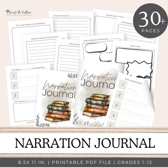 Charlotte Mason Narration Journal, Homeschool Narration Notebook, Narration Prompts, Workbook, Homeschool Printables, Written Narration, PDF