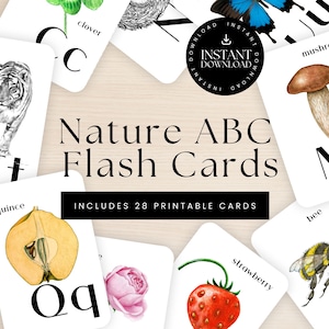 Nature Alphabet Flashcards | ABC Flash Cards | Nature Study | Homeschool | Charlotte Mason | Alphabet | Classroom Decor