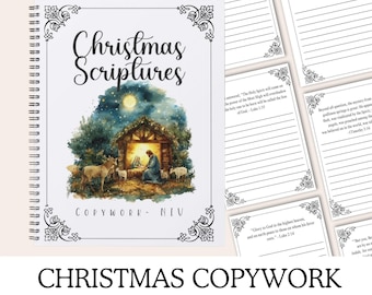 Kopiëren van kerstteksten: kopieerwerk van de bijbel afdrukken | Handschriftwerkbladen voor thuisonderwijs | Charlotte Mason | Bijbelteksten | Afdrukbare pdf