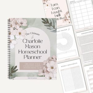 The Ultimate Charlotte Mason Homeschool Planner | Undated Homeschool Planner | Charlotte Mason, Neutral Watercolor Florals, 20 Principles