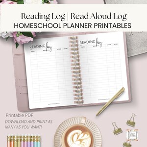 Registro de lectura, Rastreador de lectura, Registro de lectura en voz alta / Descarga instantánea, Imprimibles del planificador, Imprimibles de carpeta, Planificador de calendario en blanco, Imprimible