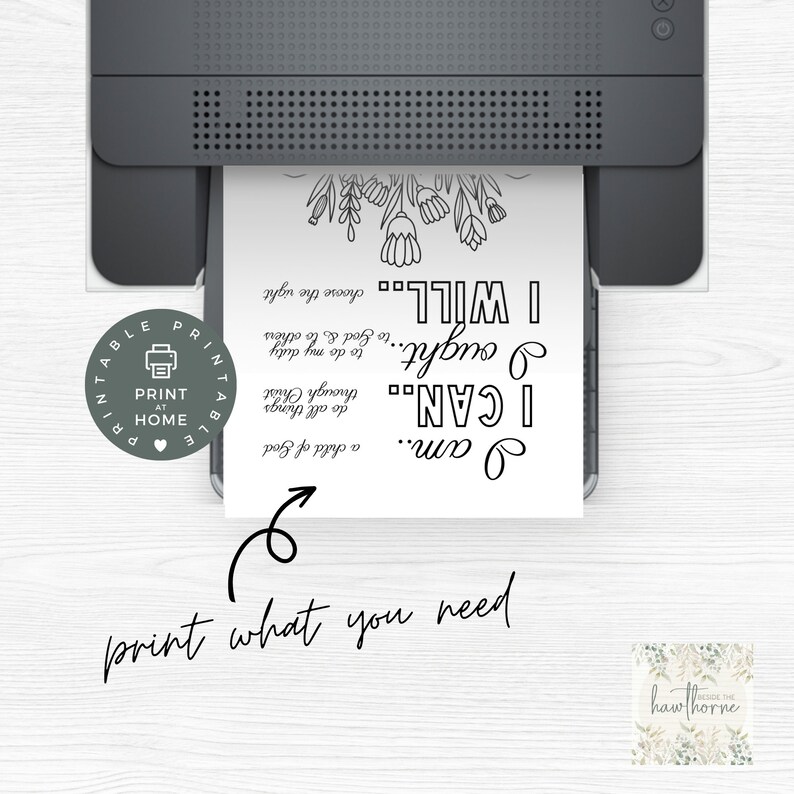 May include: Printable black and white motivational quote cards with floral accents. The text reads "I am... a child of God", "I CAN... do all things", "I ought... to do my duty to God & love others", "I WILL... choose the right".