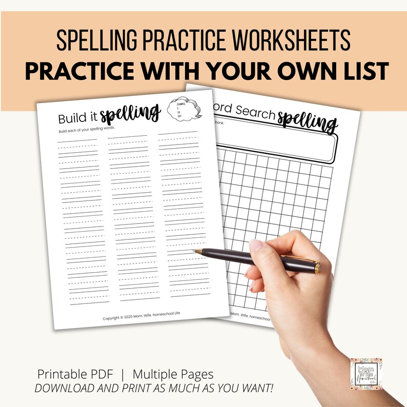 Spelling Practice Worksheets for Kids | Homeschooling Worksheets