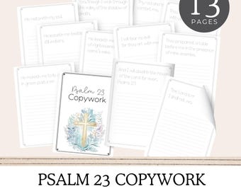 Psalm 23 Copywork: Print Bible Copywork | Wide Ruled Lines , Elementary, 2nd grade, Homeschool Handwriting Worksheets, Charlotte Mason