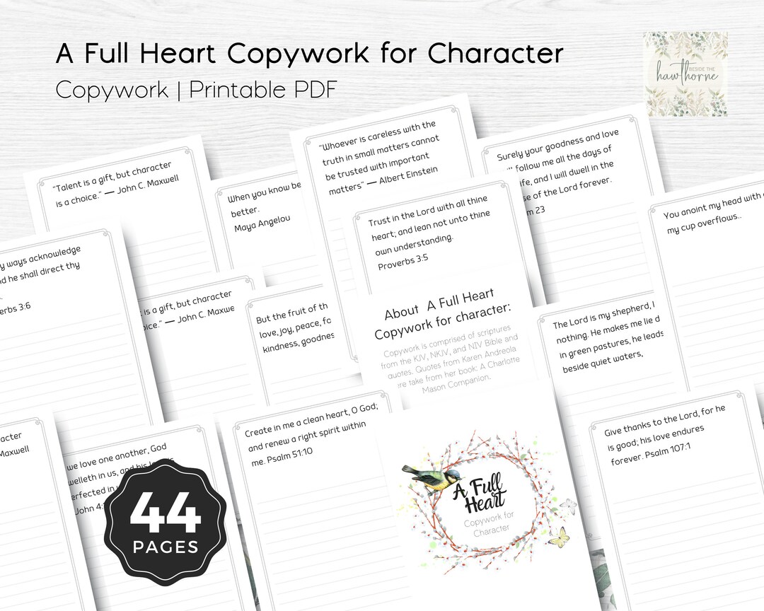 A Full Heart: Copywork for Character | Homeschool Copy Work and ...
