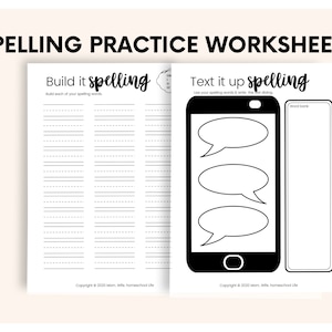 Spelling Practice Worksheets for Kids | Homeschooling Worksheets | Spelling Practice Activities | Printable PDF