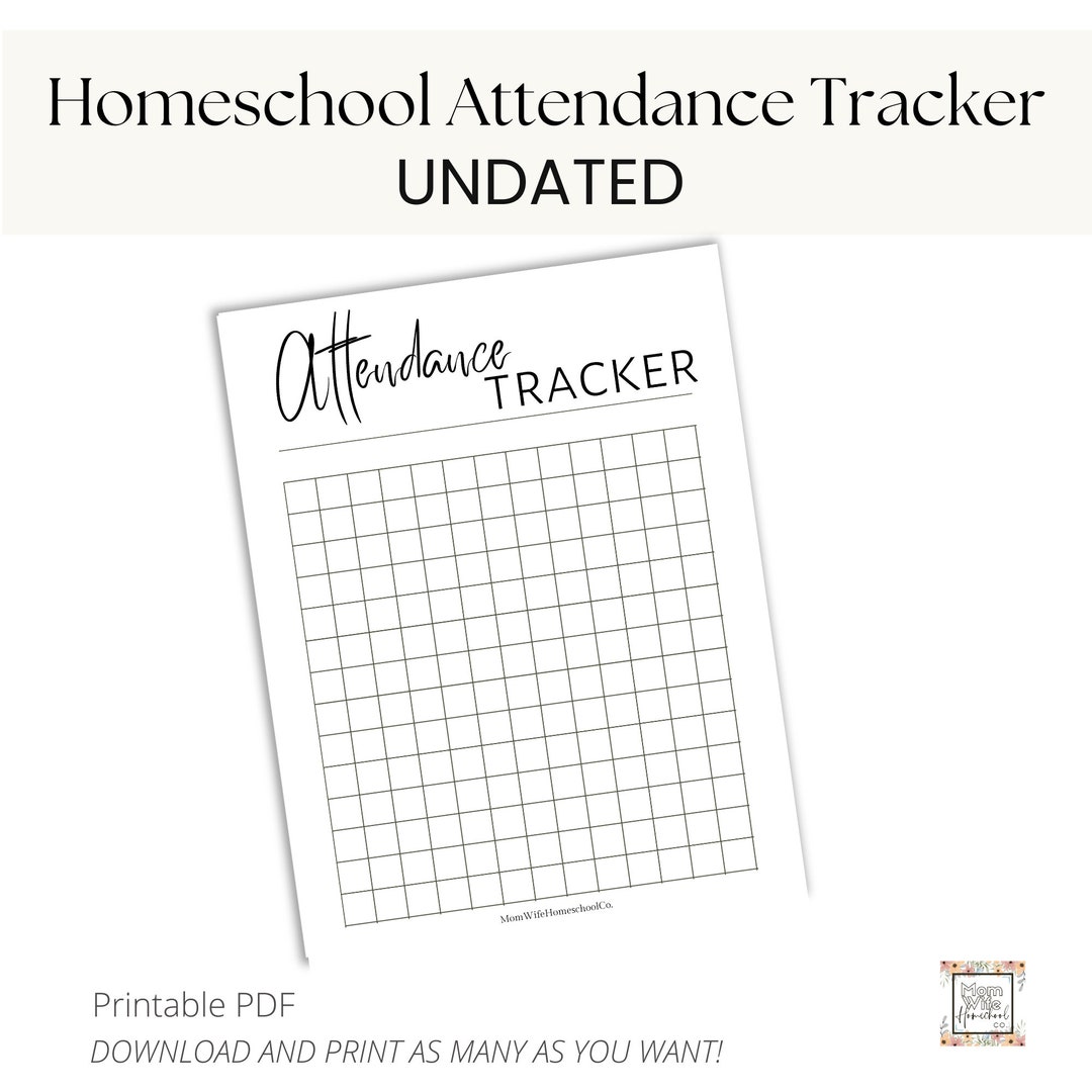 Undated Attendance Tracker | Record Keeper for Homeschoolers ...