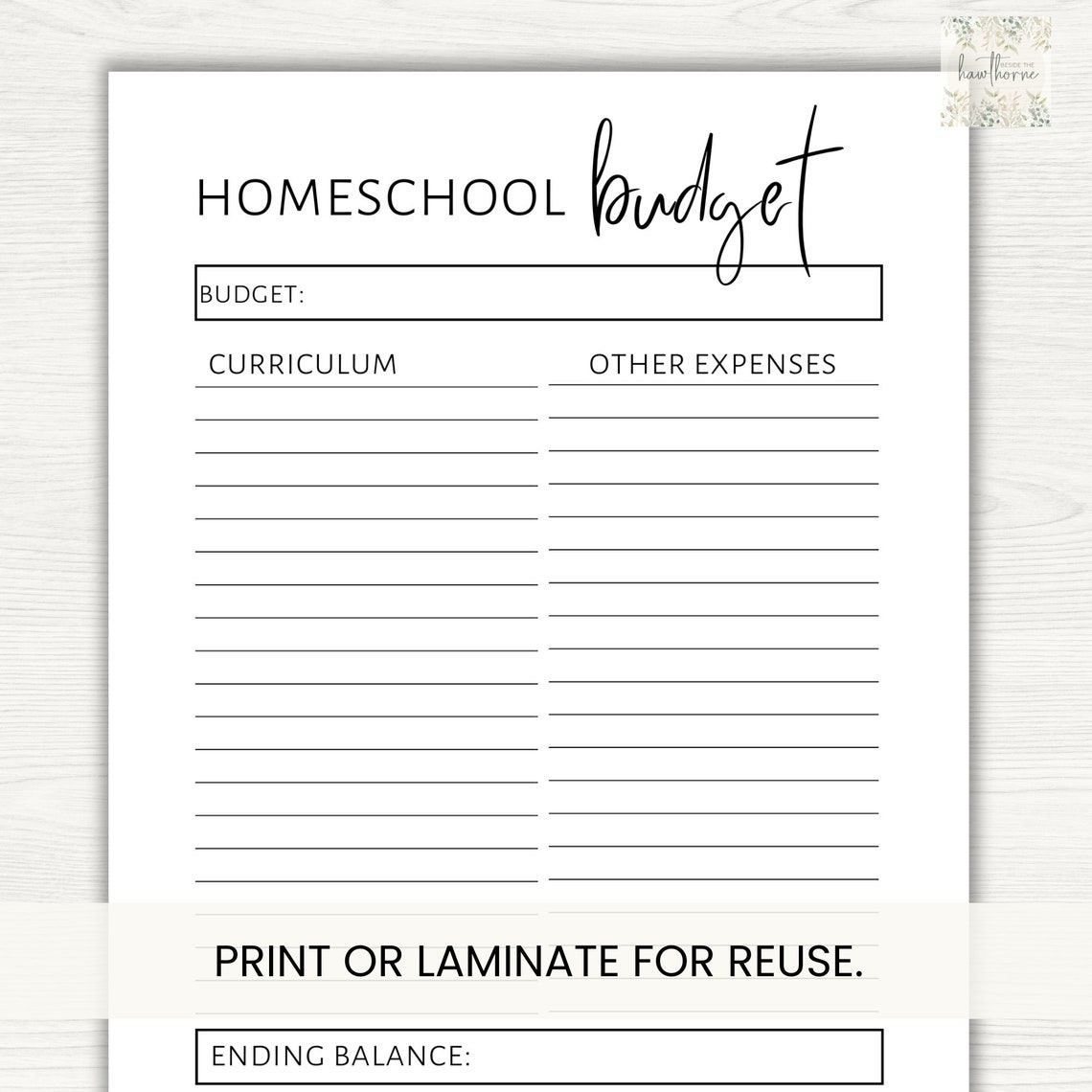 Homeschool Budget Planner Budget Tracker Instant Download - Etsy
