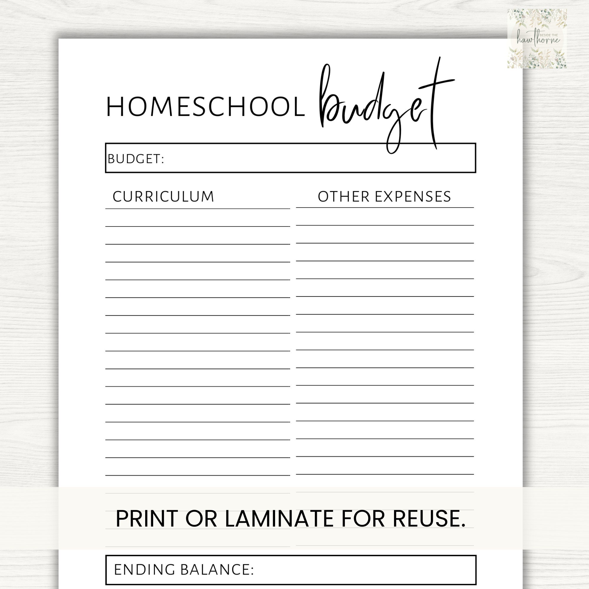 Homeschool Budget Planner, Budget Tracker Instant Download, Planner ...