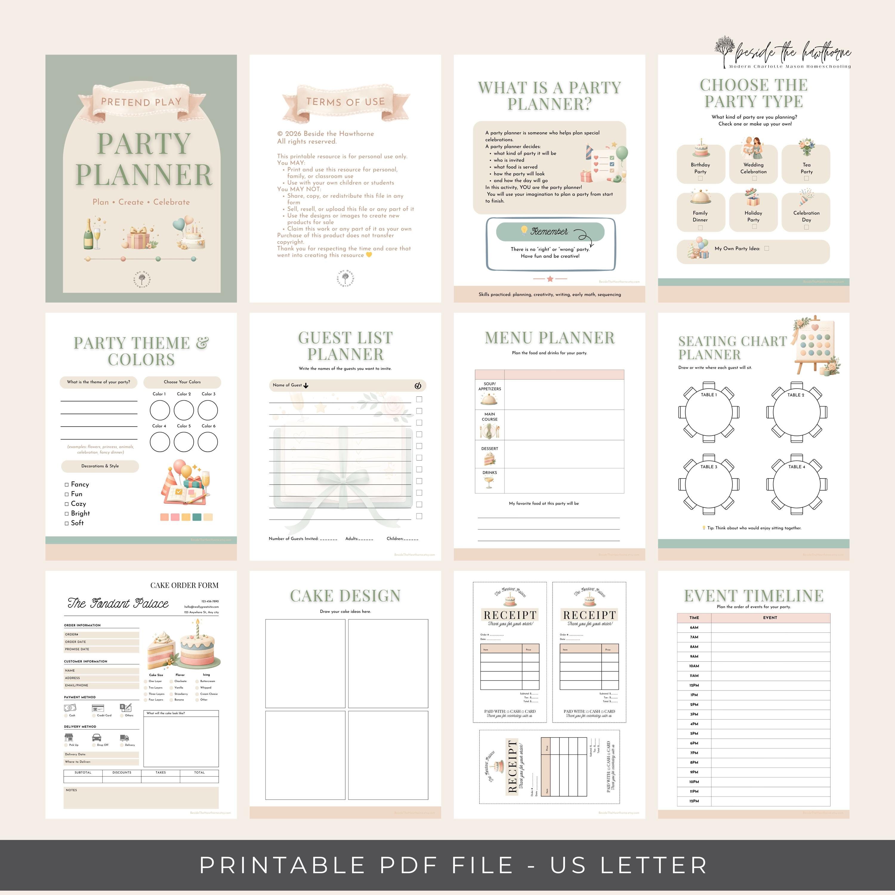 Party Planner Pretend Play Printable | Life Skills Activity for Kids ...