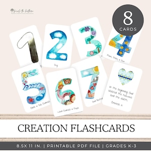 Tarjetas didácticas de los Días de la Creación, Tarjetas didácticas de los Días de la Creación, Imprimibles para la escuela dominical, Actividad bíblica, Actividad de la historia bíblica para niños, Versículo bíblico