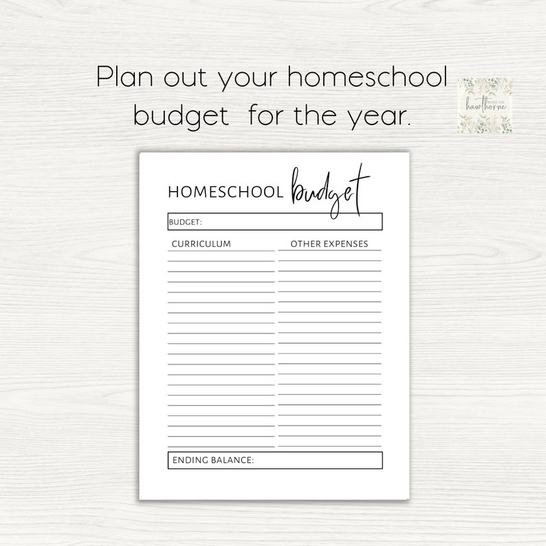 Homeschool Budget Planner, Budget Tracker Instant Download, Planner ...