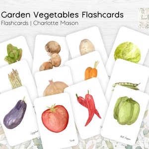 Garden Vegetable Flashcards, Nature Study Flash Cards, Nature Printables, Homeschool, Charlotte Mason Homeschooling, Gardening, Montessori